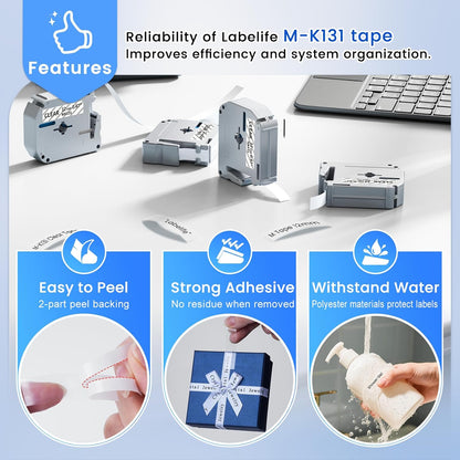 M-K231 Replace for M-K231s Brother M Tape 12mm 0.47 White P Touch | M-231 M231 PTM95 Label Tape White for Brother PT-M95 PT-65 PT-45 PT-80 PT-70 PT-90 Ptouch Label Maker Refills