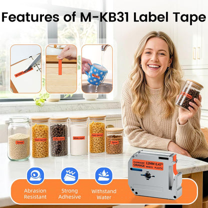 M-K231 Replace for M-K231s Brother M Tape 12mm 0.47 White P Touch | M-231 M231 PTM95 Label Tape White for Brother PT-M95 PT-65 PT-45 PT-80 PT-70 PT-90 Ptouch Label Maker Refills