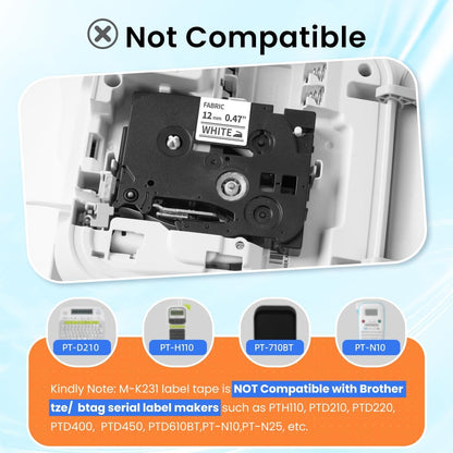 M-K231 Replace for M-K231s Brother M Tape 12mm 0.47 White P Touch | M-231 M231 PTM95 Label Tape White for Brother PT-M95 PT-65 PT-45 PT-80 PT-70 PT-90 Ptouch Label Maker Refills
