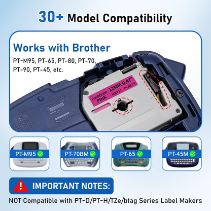 M-K231 Replace for M-K231s Brother M Tape 12mm 0.47 White P Touch | M-231 M231 PTM95 Label Tape White for Brother PT-M95 PT-65 PT-45 PT-80 PT-70 PT-90 Ptouch Label Maker Refills