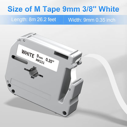 M-K231 Replace for M-K231s Brother M Tape 12mm 0.47 White P Touch | M-231 M231 PTM95 Label Tape White for Brother PT-M95 PT-65 PT-45 PT-80 PT-70 PT-90 Ptouch Label Maker Refills