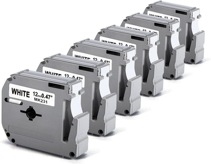 M-K231 Replace for M-K231s Brother M Tape 12mm 0.47 White P Touch | M-231 M231 PTM95 Label Tape White for Brother PT-M95 PT-65 PT-45 PT-80 PT-70 PT-90 Ptouch Label Maker Refills
