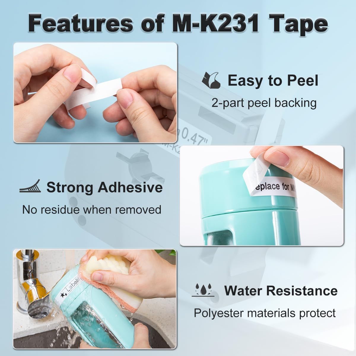 M-K231 Replace for M-K231s Brother M Tape 12mm 0.47 White P Touch | M-231 M231 PTM95 Label Tape White for Brother PT-M95 PT-65 PT-45 PT-80 PT-70 PT-90 Ptouch Label Maker Refills