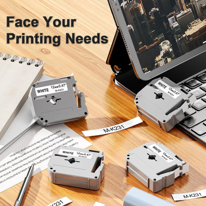 M-K231 Replace for M-K231s Brother M Tape 12mm 0.47 White P Touch | M-231 M231 PTM95 Label Tape White for Brother PT-M95 PT-65 PT-45 PT-80 PT-70 PT-90 Ptouch Label Maker Refills