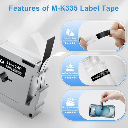 M-K231 Replace for M-K231s Brother M Tape 12mm 0.47 White P Touch | M-231 M231 PTM95 Label Tape White for Brother PT-M95 PT-65 PT-45 PT-80 PT-70 PT-90 Ptouch Label Maker Refills