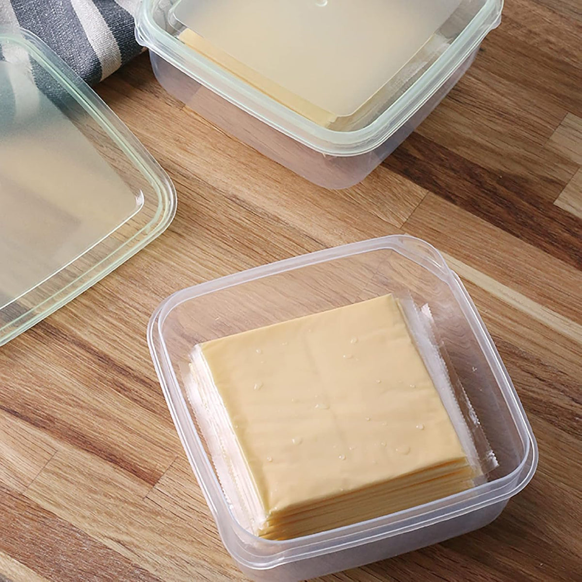 2 Pack-Cheese slicer Storage Containers with lids airtight Keeps slice Cheese Fresh and Delicious Reusable Preservation Container for Fridge
