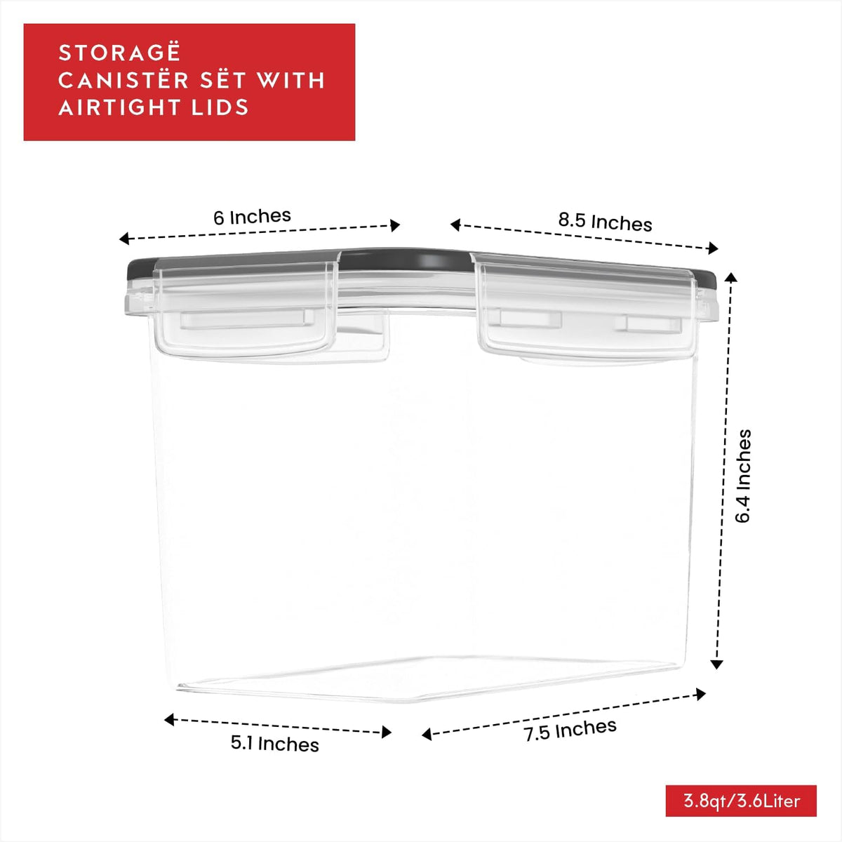 Extra Large Flour and Sugar Storage Containers 6.5L/220 Fl. oz; Set of 2 Plastic Bulk Airtight Food Storage Rice Containers With Lids - Kitchen Pantry Organizer and Storage Canisters, Marker & Labels