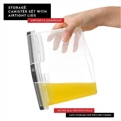 Extra Large Flour and Sugar Storage Containers 6.5L/220 Fl. oz; Set of 2 Plastic Bulk Airtight Food Storage Rice Containers With Lids - Kitchen Pantry Organizer and Storage Canisters, Marker & Labels