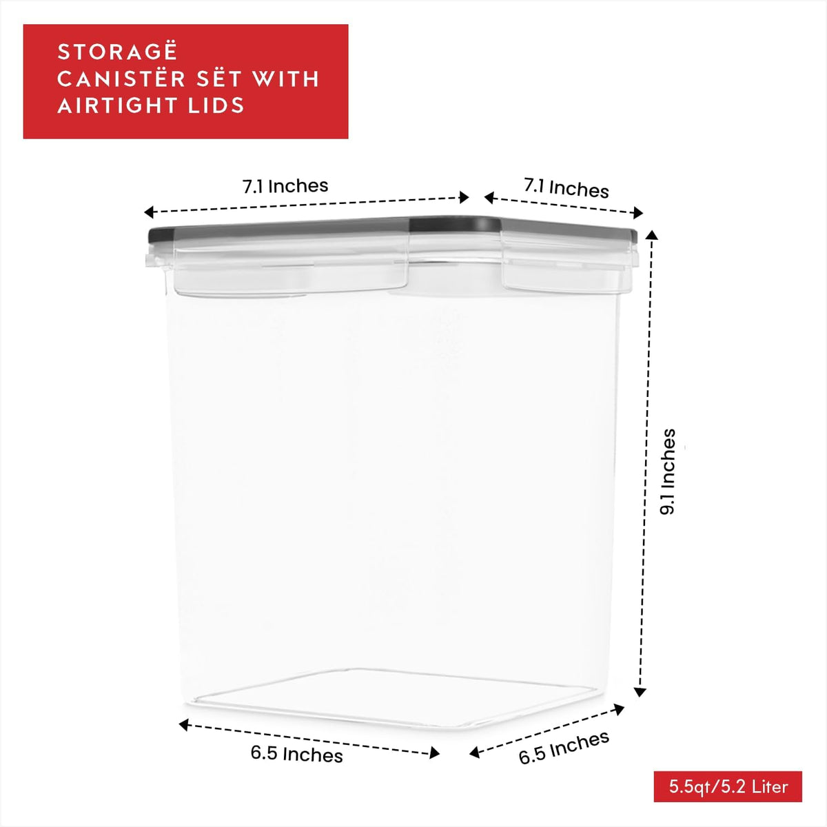 Extra Large Flour and Sugar Storage Containers 6.5L/220 Fl. oz; Set of 2 Plastic Bulk Airtight Food Storage Rice Containers With Lids - Kitchen Pantry Organizer and Storage Canisters, Marker & Labels
