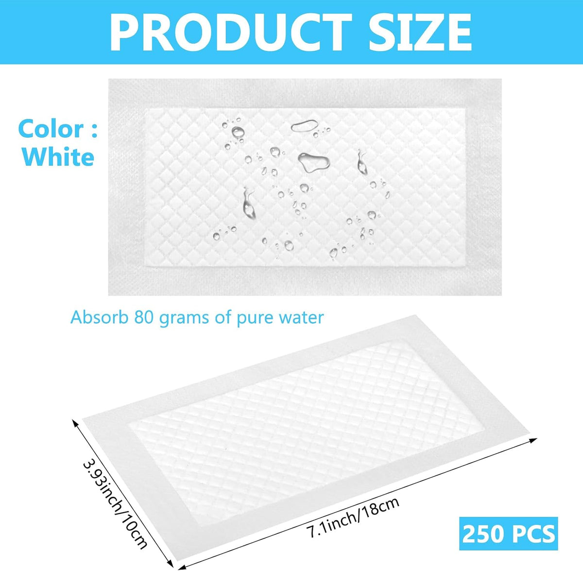 250 Pcs Meat Absorbent Pads 4x7 inch, White Meat Soaker Pads for Vacuum Sealer Bags, Absorbant Soaking Pads for Kitchen and Shop