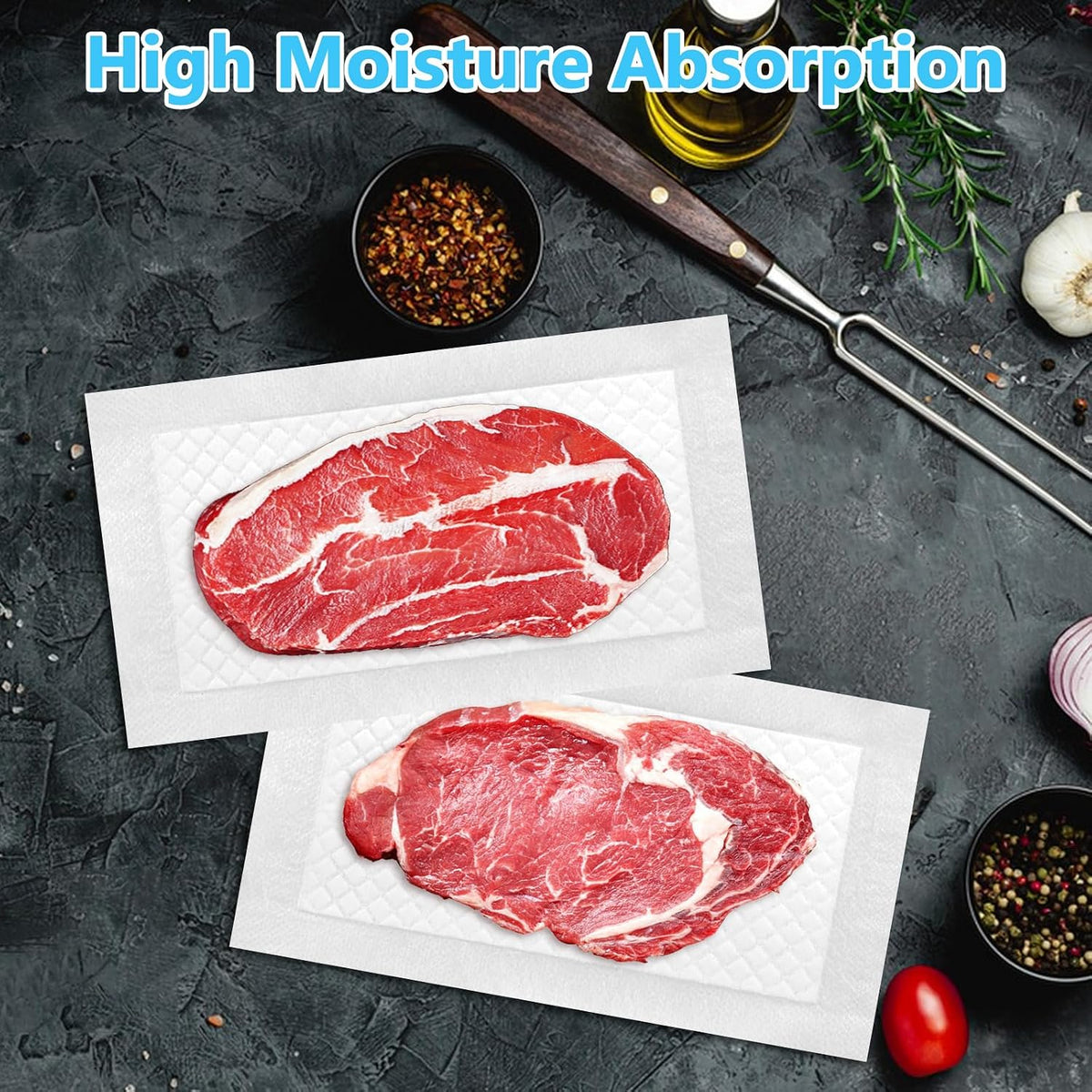 250 Pcs Meat Absorbent Pads 4x7 inch, White Meat Soaker Pads for Vacuum Sealer Bags, Absorbant Soaking Pads for Kitchen and Shop