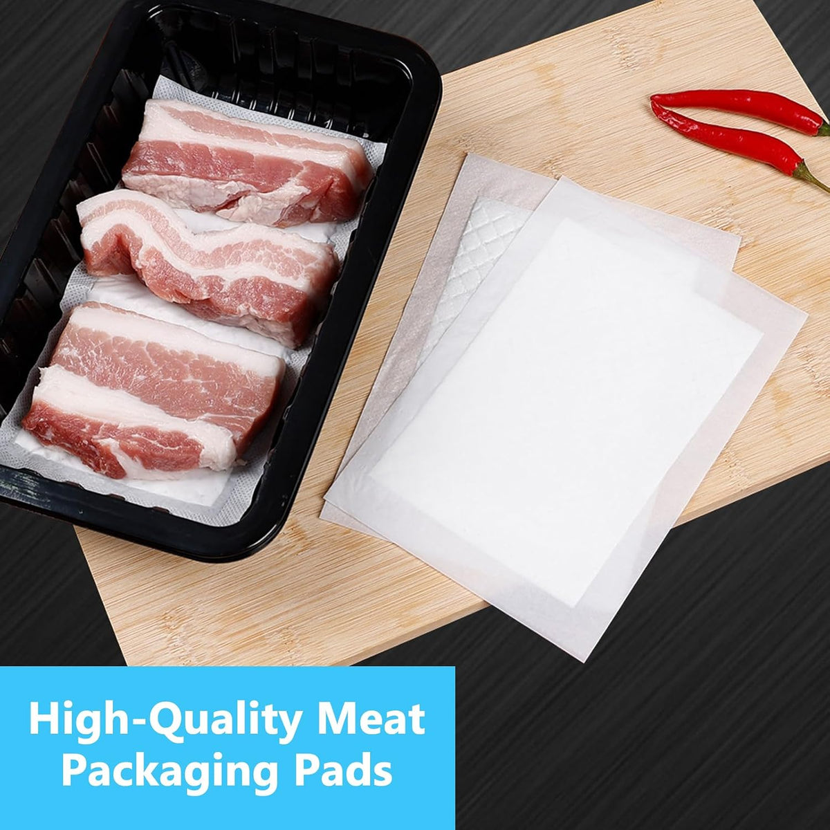 250 Pcs Meat Absorbent Pads 4x7 inch, White Meat Soaker Pads for Vacuum Sealer Bags, Absorbant Soaking Pads for Kitchen and Shop