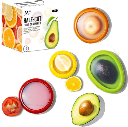 Anti-Oxidation Silicone Fruit and Vegetable Storage Box, Fresh Stretch Pod, Set of 4 Reusable Storage Containers for fridge | Avocado Saver, Tomato, Apple, Onion Holder, Fridge pods
