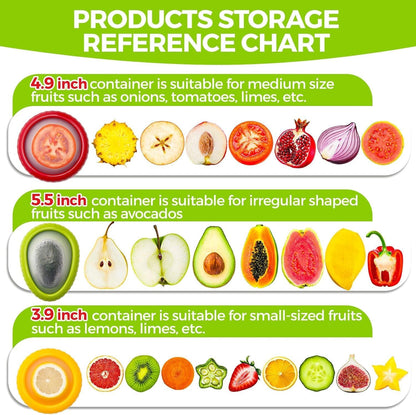 Anti-Oxidation Silicone Fruit and Vegetable Storage Box, Fresh Stretch Pod, Set of 4 Reusable Storage Containers for fridge | Avocado Saver, Tomato, Apple, Onion Holder, Fridge pods