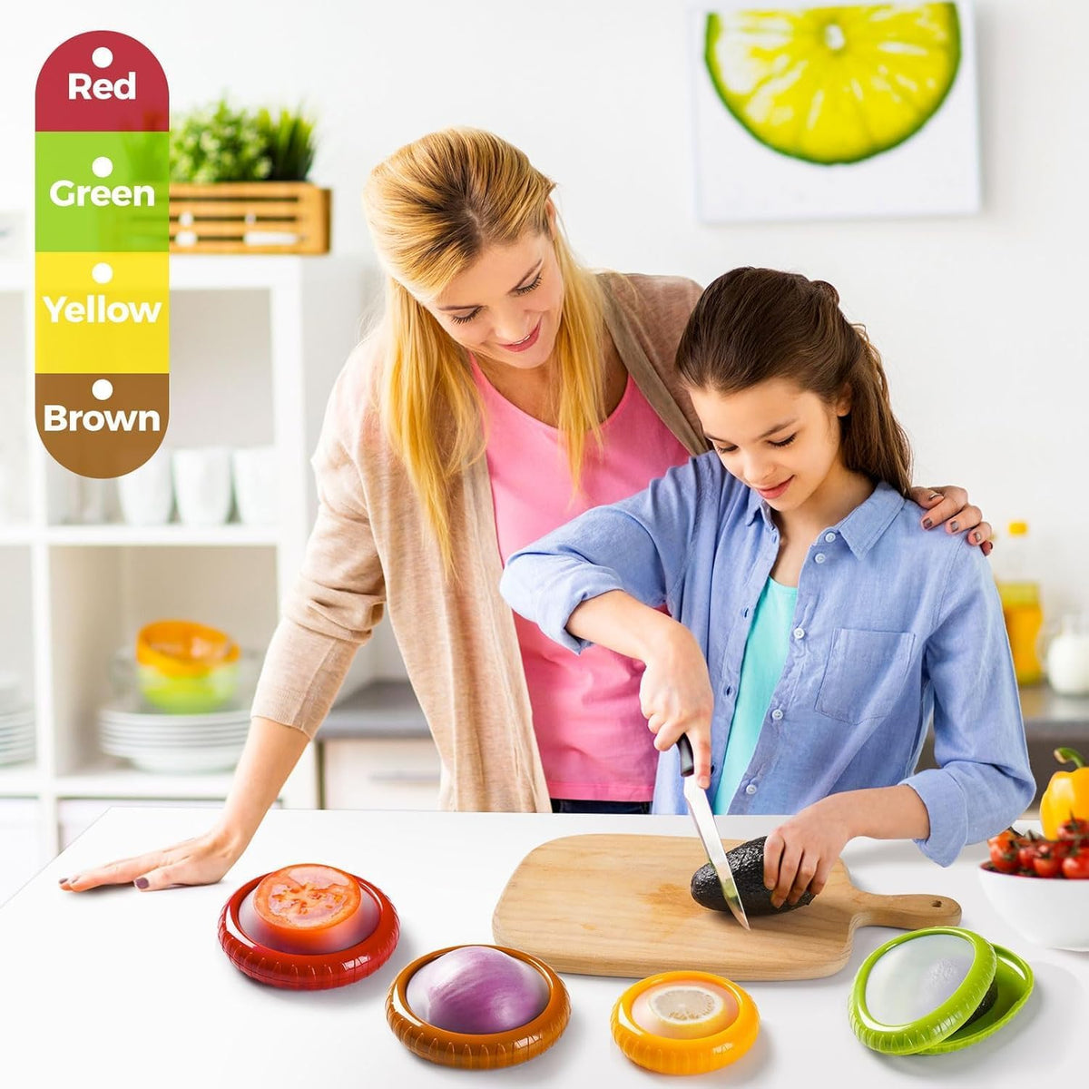 Anti-Oxidation Silicone Fruit and Vegetable Storage Box, Fresh Stretch Pod, Set of 4 Reusable Storage Containers for fridge | Avocado Saver, Tomato, Apple, Onion Holder, Fridge pods