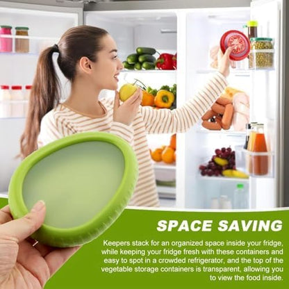 Anti-Oxidation Silicone Fruit and Vegetable Storage Box, Fresh Stretch Pod, Set of 4 Reusable Storage Containers for fridge | Avocado Saver, Tomato, Apple, Onion Holder, Fridge pods