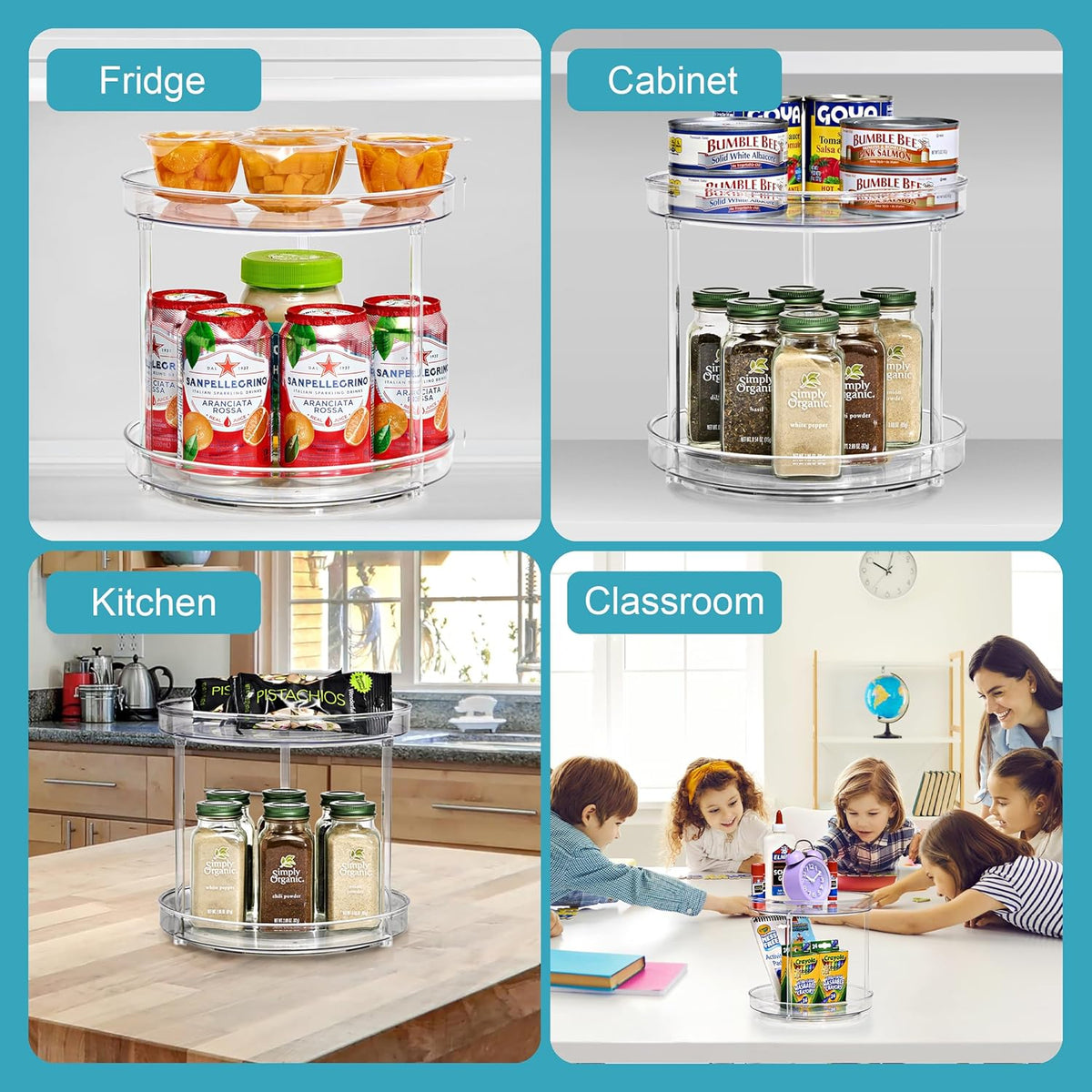 Lazy Susan Organizer, Clear Turntable Organizer (Tall)