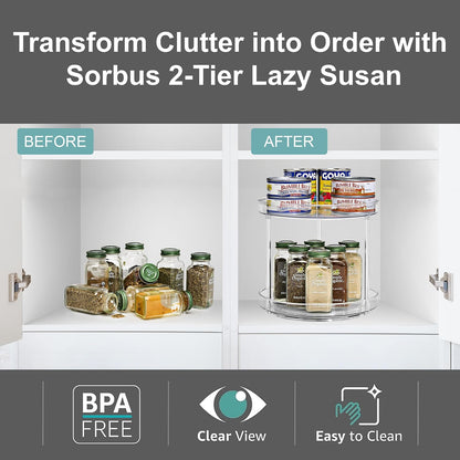 Lazy Susan Organizer, Clear Turntable Organizer (Tall)
