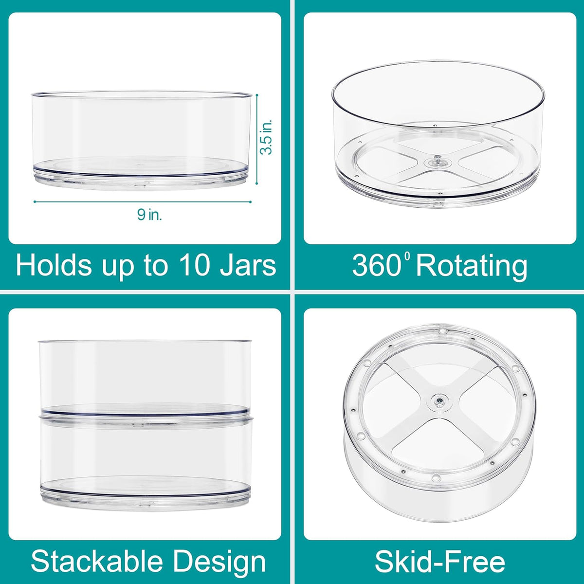 Lazy Susan Organizer, Clear Turntable Organizer (Tall)