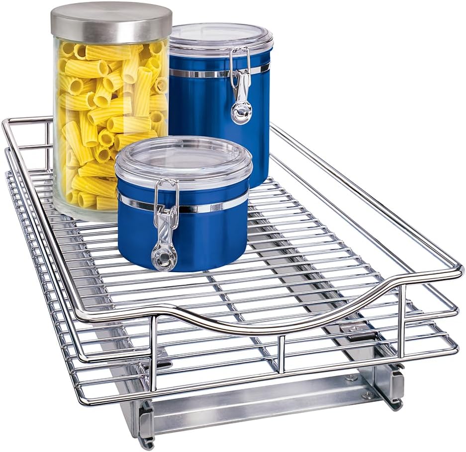 ® Pull Out Cabinet Organizer, 14" x 21" Slide Out Cabinet Organizer Pull Out Drawer – Pull Out Shelves for Kitchen Cabinets – Under Sink Organizers - Lifetime Ltd. Warranty, Chrome