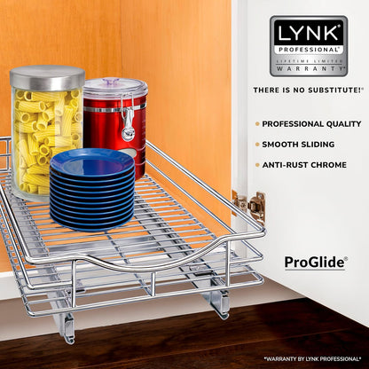 ® Pull Out Cabinet Organizer, 14" x 21" Slide Out Cabinet Organizer Pull Out Drawer – Pull Out Shelves for Kitchen Cabinets – Under Sink Organizers - Lifetime Ltd. Warranty, Chrome