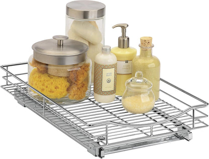 ® Pull Out Cabinet Organizer, 14" x 21" Slide Out Cabinet Organizer Pull Out Drawer – Pull Out Shelves for Kitchen Cabinets – Under Sink Organizers - Lifetime Ltd. Warranty, Chrome