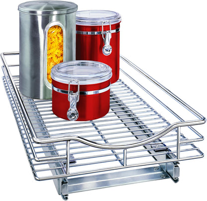 ® Pull Out Cabinet Organizer, 14" x 21" Slide Out Cabinet Organizer Pull Out Drawer – Pull Out Shelves for Kitchen Cabinets – Under Sink Organizers - Lifetime Ltd. Warranty, Chrome