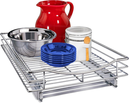 ® Pull Out Cabinet Organizer, 14" x 21" Slide Out Cabinet Organizer Pull Out Drawer – Pull Out Shelves for Kitchen Cabinets – Under Sink Organizers - Lifetime Ltd. Warranty, Chrome