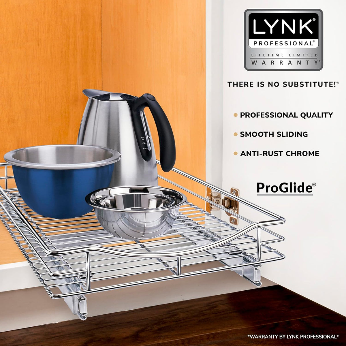 ® Pull Out Cabinet Organizer, 14" x 21" Slide Out Cabinet Organizer Pull Out Drawer – Pull Out Shelves for Kitchen Cabinets – Under Sink Organizers - Lifetime Ltd. Warranty, Chrome