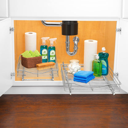 ® Pull Out Cabinet Organizer, 14" x 21" Slide Out Cabinet Organizer Pull Out Drawer – Pull Out Shelves for Kitchen Cabinets – Under Sink Organizers - Lifetime Ltd. Warranty, Chrome