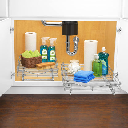 ® Pull Out Cabinet Organizer, 14" x 21" Slide Out Cabinet Organizer Pull Out Drawer – Pull Out Shelves for Kitchen Cabinets – Under Sink Organizers - Lifetime Ltd. Warranty, Chrome