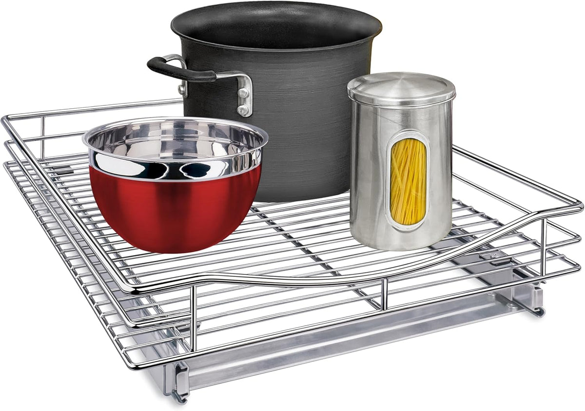 ® Pull Out Cabinet Organizer, 14" x 21" Slide Out Cabinet Organizer Pull Out Drawer – Pull Out Shelves for Kitchen Cabinets – Under Sink Organizers - Lifetime Ltd. Warranty, Chrome