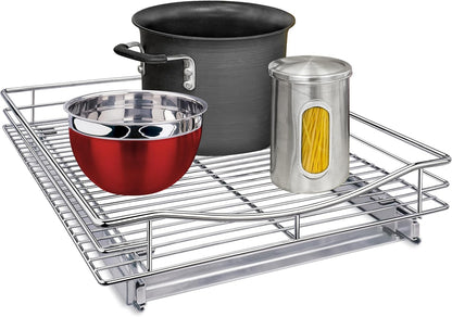 ® Pull Out Cabinet Organizer, 14" x 21" Slide Out Cabinet Organizer Pull Out Drawer – Pull Out Shelves for Kitchen Cabinets – Under Sink Organizers - Lifetime Ltd. Warranty, Chrome