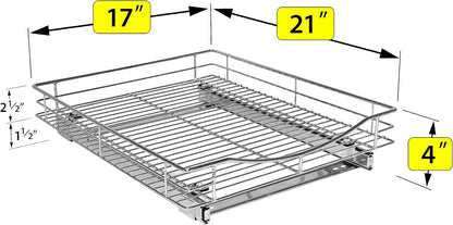 ® Pull Out Cabinet Organizer, 14" x 21" Slide Out Cabinet Organizer Pull Out Drawer – Pull Out Shelves for Kitchen Cabinets – Under Sink Organizers - Lifetime Ltd. Warranty, Chrome