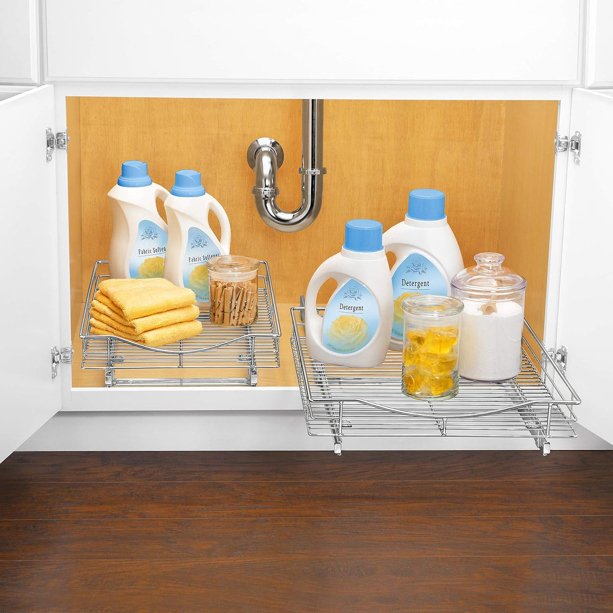 ® Pull Out Cabinet Organizer, 14" x 21" Slide Out Cabinet Organizer Pull Out Drawer – Pull Out Shelves for Kitchen Cabinets – Under Sink Organizers - Lifetime Ltd. Warranty, Chrome