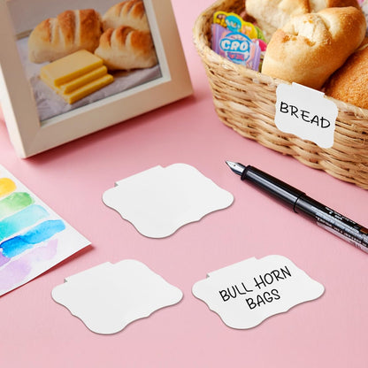 12pcs Black Basket Labels Removable PVC Labels | Clip On for Storage Bins, Removable PVC Labels for Baskets with Holders, 3.5x2.7 Inches