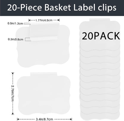 12pcs Black Basket Labels Removable PVC Labels | Clip On for Storage Bins, Removable PVC Labels for Baskets with Holders, 3.5x2.7 Inches