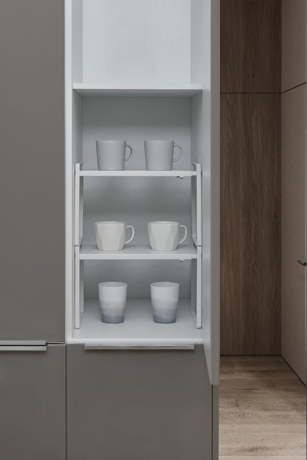 Expandable Shelf for Cabinets, Cabinet Shelf Riser, 12" White