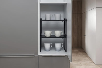 Expandable Shelf for Cabinets, Cabinet Shelf Riser, 12" White