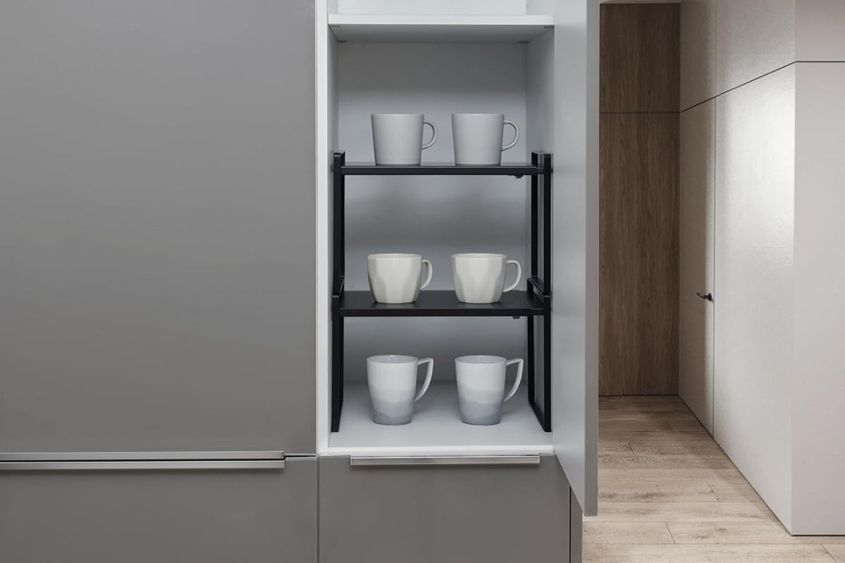 Expandable Shelf for Cabinets, Cabinet Shelf Riser, 12" White