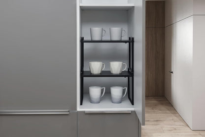 Expandable Shelf for Cabinets, Cabinet Shelf Riser, 12" White