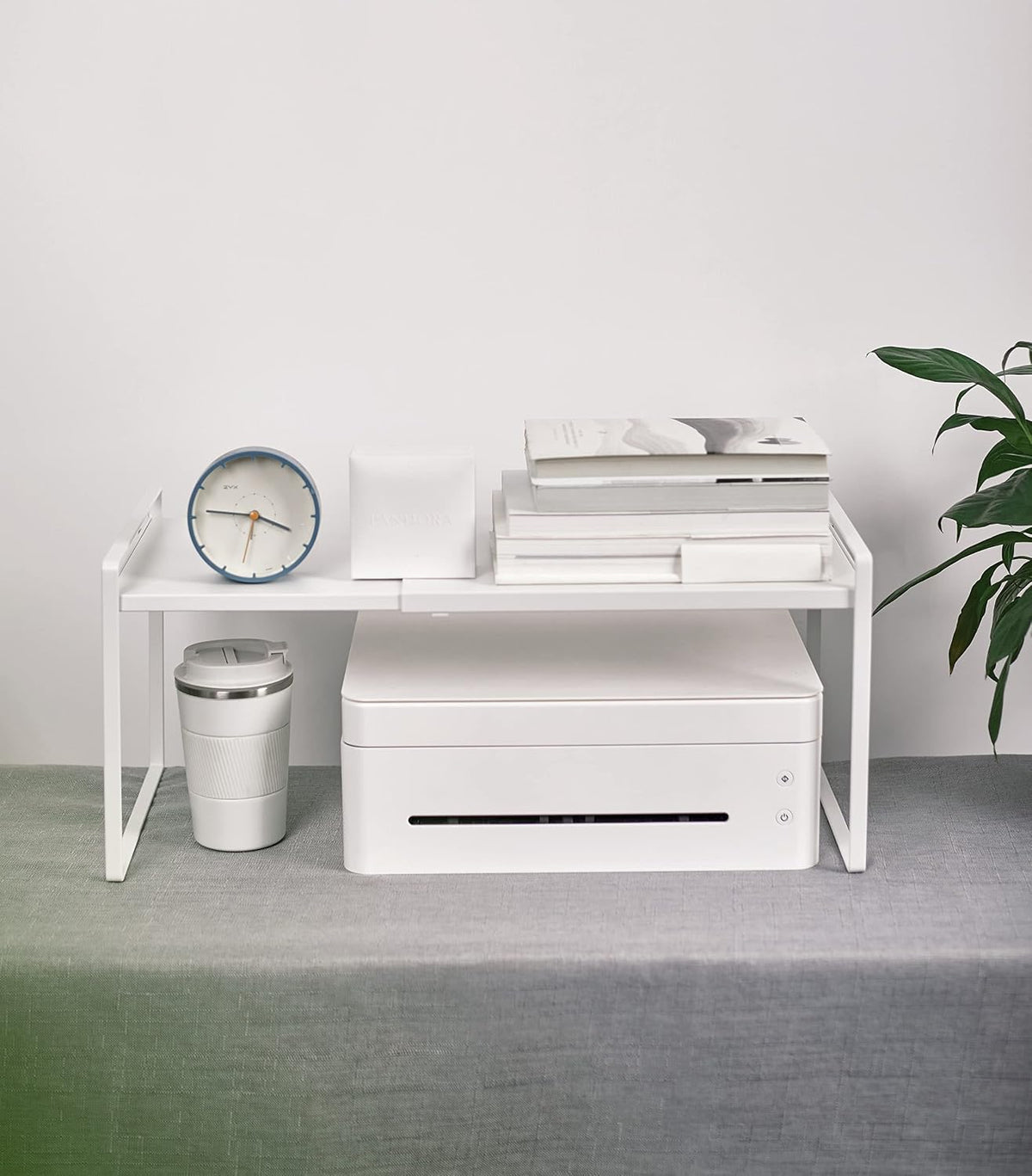 Expandable Shelf for Cabinets, Cabinet Shelf Riser, 12" White