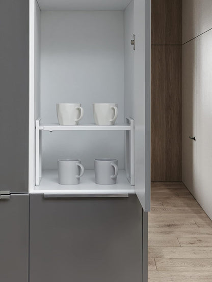 Expandable Shelf for Cabinets, Cabinet Shelf Riser, 12" White