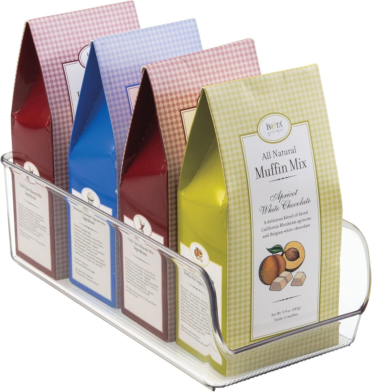 Linus Collection Organizer Bin, Set of 2, 5.25" x 11" x 3.5" | Recycled Plastic, Freezer and Refrigerator, Clear