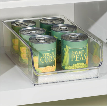 Linus Collection Organizer Bin, Set of 2, 5.25" x 11" x 3.5" | Recycled Plastic, Freezer and Refrigerator, Clear