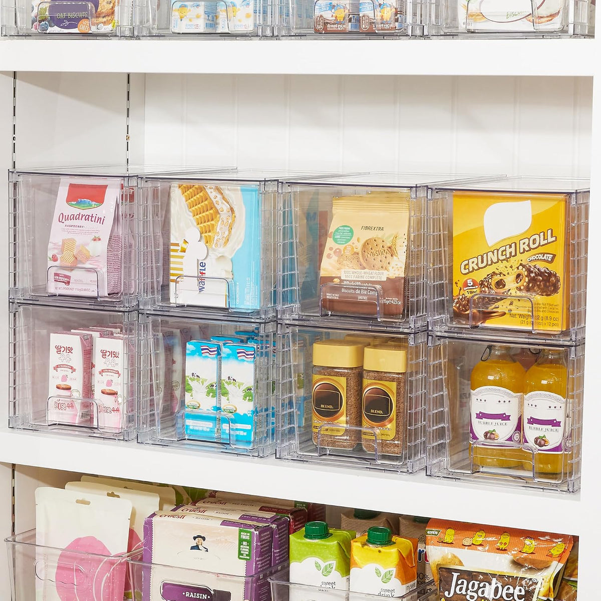 Stackable Clear Drawer with Dividers | Easy Assembly, Stackable Storage, Removable Dividers, Non-Slip Design, For Fridge, Under Sink, Pantry & Bathroom
