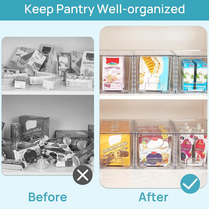 Stackable Clear Drawer with Dividers | Easy Assembly, Stackable Storage, Removable Dividers, Non-Slip Design, For Fridge, Under Sink, Pantry & Bathroom