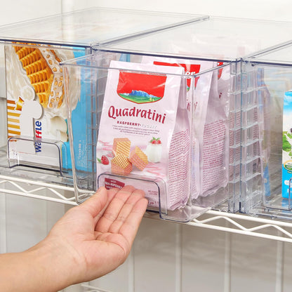 Stackable Clear Drawer with Dividers | Easy Assembly, Stackable Storage, Removable Dividers, Non-Slip Design, For Fridge, Under Sink, Pantry & Bathroom