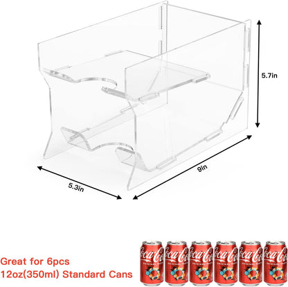 Soda Can Organizer for Mini Fridge, 9'' Acrylic Rolling Can Organizer Dispenser, Auto Beverage Can Holder Rack, Can Storage Organizer, Can Drink Holder for Canned Food Beer 12oz Standard Cans