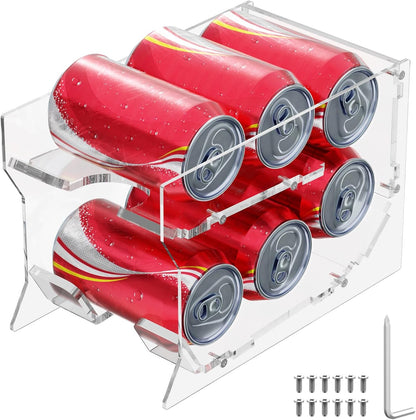 Soda Can Organizer for Mini Fridge, 9'' Acrylic Rolling Can Organizer Dispenser, Auto Beverage Can Holder Rack, Can Storage Organizer, Can Drink Holder for Canned Food Beer 12oz Standard Cans
